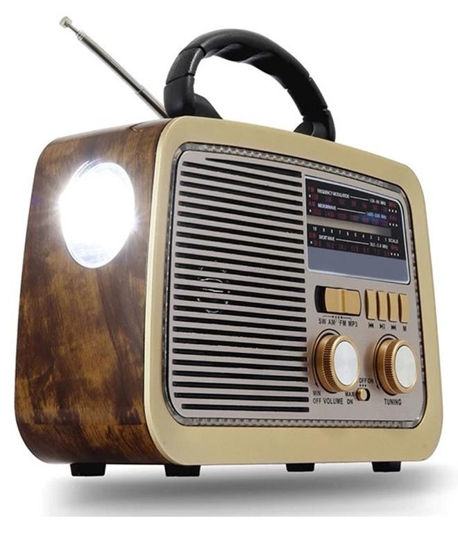 راديو محمول HI-FI بثلاث قنوات FM - AM - SW ذهبي/بني/أسود بلوتوث AUX بطاقة TF قرص فلاش USB - Image 1